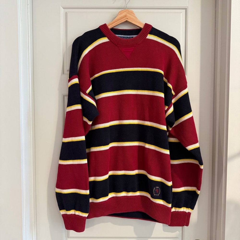 Tommy Hilfiger Vintage Rugby Striped Cotton‎ Knit Sweater Size Large